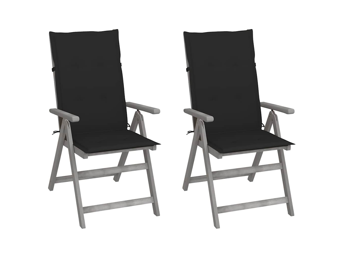 Vidaxl Cadeiras Jardim Reclináveis C/ Almofadões 2 Pcs Acácia Maciça