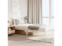 Vidaxl Estrutura De Cama Com Cabeceira E Pés 90x200 Cm Metal Branco