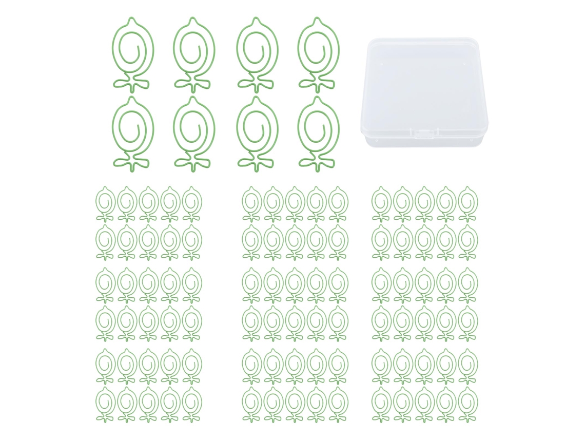 100 Clips de Papel Bonitos com Design de Frutas Coloridas para Crianças Escritório Escola Lar Limão Verde