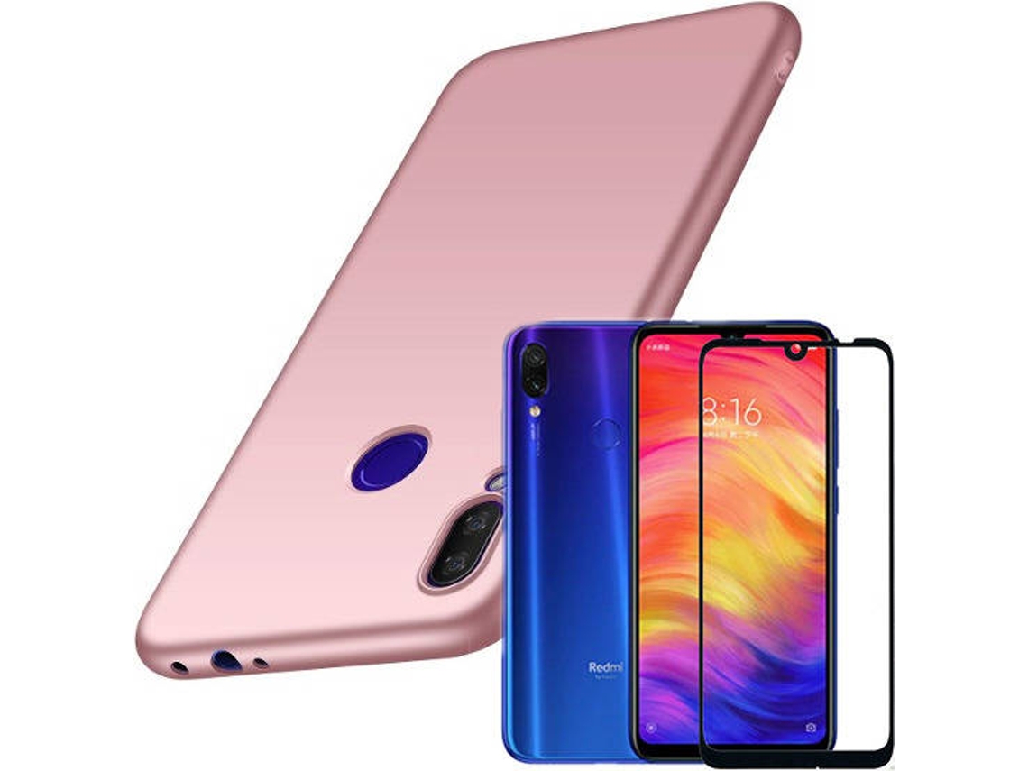 Kit Capa e Película Vidro 5D Full Cover Xiaomi Redmi 7 SlimShield Rosa