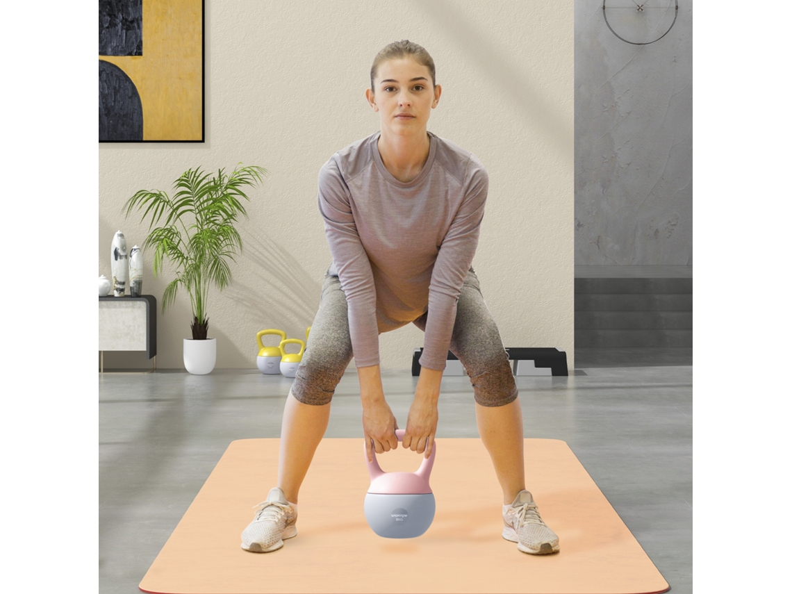 Kettlebell Russa Pré-carregado Areia Metálica e Antiderapante de 8 kg para Treinamento Muscular em Casa Academia Ø19x28 cm Rosa
