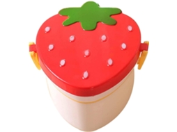 Lancheira Dupla Em Formato De Morango Com Talheres Inclusos, Na Cor Vermelha, Ideal Para Crianças Pequenas, Perfeita