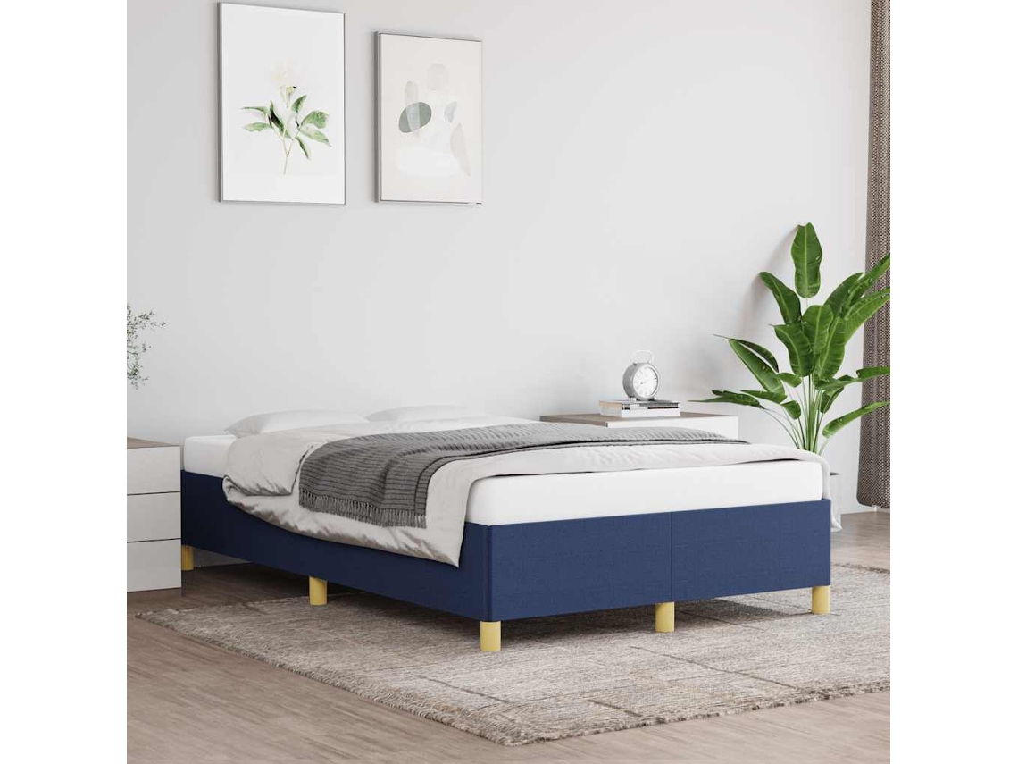 Vidaxl Estrutura De Cama Sem Colchão 120x190 Cm Tecido Azul