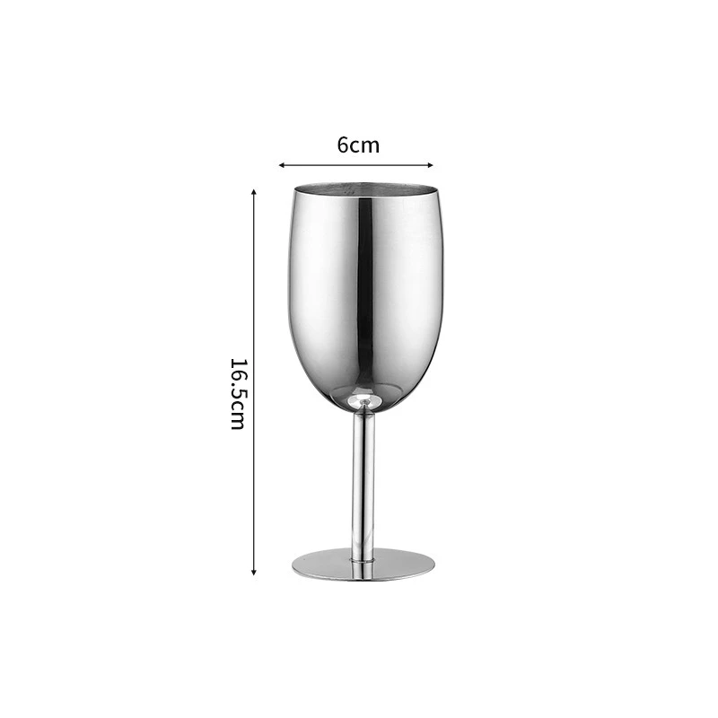 Taça de Vinho com Haste em Aço Inoxidável 304 , 250ml, Ideal para Bares, Restaurantes e Uso Doméstico. MDUG (prateada)