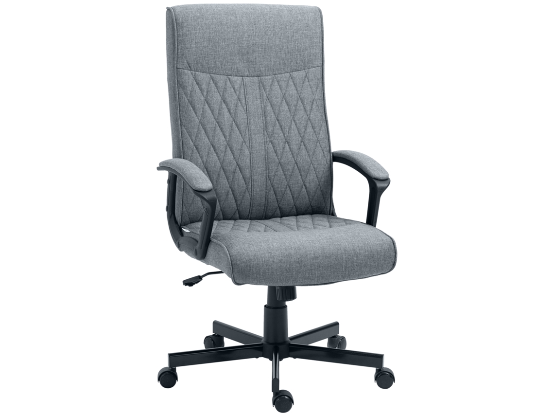 Cadeira De Escritório Giratória 360° Com Encosto Alto Altura Ajustável E Função De Inclinação 65x65x102-112,5cm Cinza Escuro