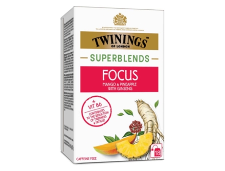 Infusão Foco de Manga Abacaxi e Raíz de Ginseng Saquetas TWININGS