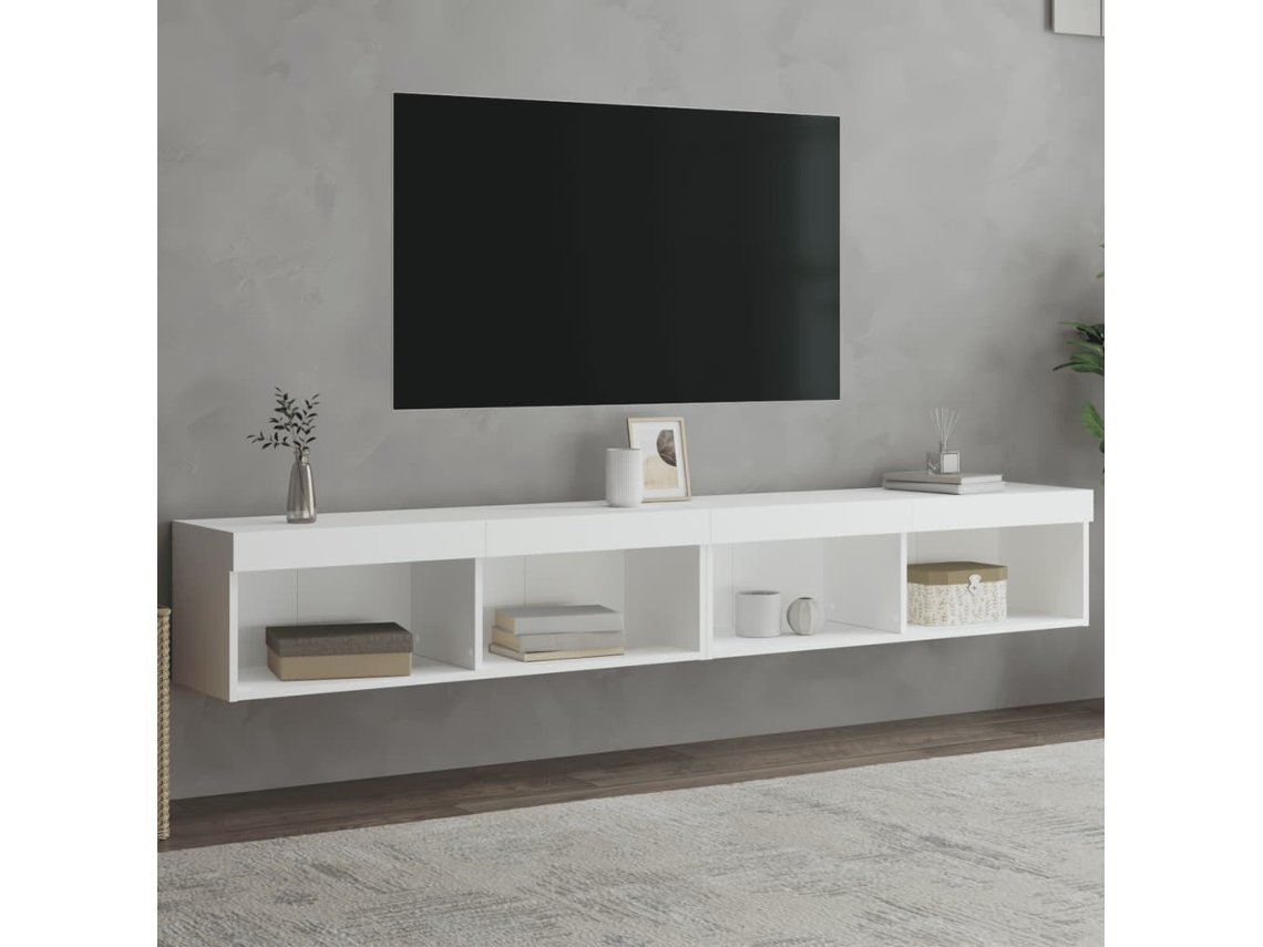 Vidaxl Móveis de Tv com Luzes Led 2 Pcs 100x30x30 Cm Branco