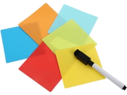 Pacote com 12 blocos de notas adesivas reutilizáveis de 7,6 x 7,6 cm (3 x 3 polegadas), multicoloridas, fundo branco, apagáveis.