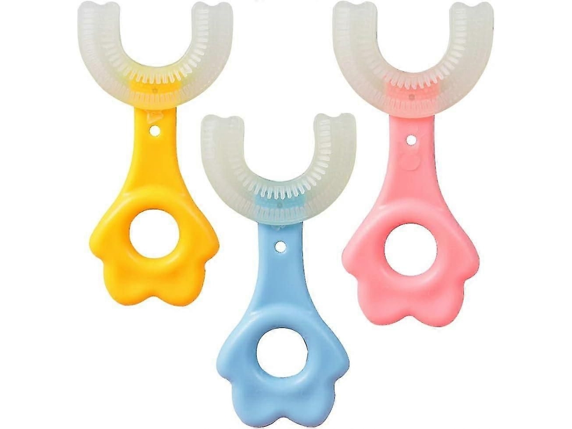 Escova de Dentes Infantil em Formato U, 3 Peças, Oral, para Limpeza Oral 60° GOKOCO