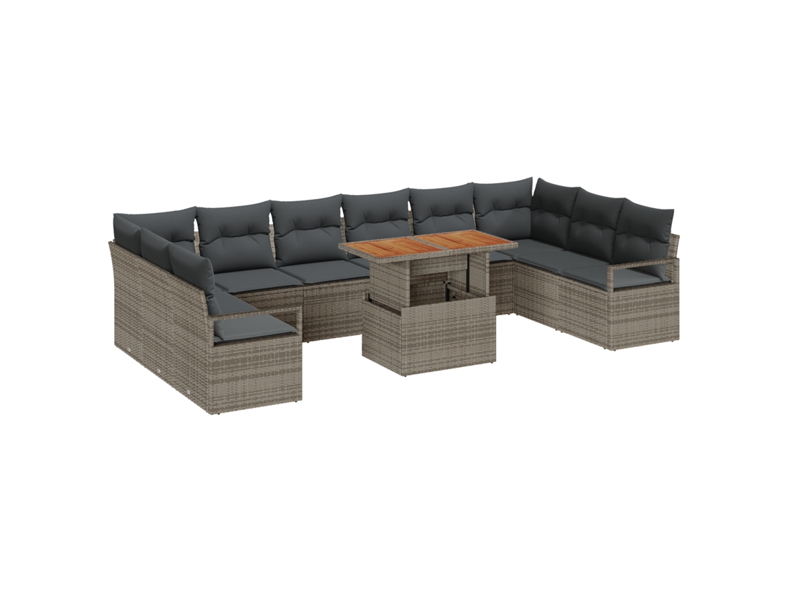 Conjunto 11 Mobiliário Externo Vidaxl Cinzento Vime Pe (100 X 55 X 73 Cm)
