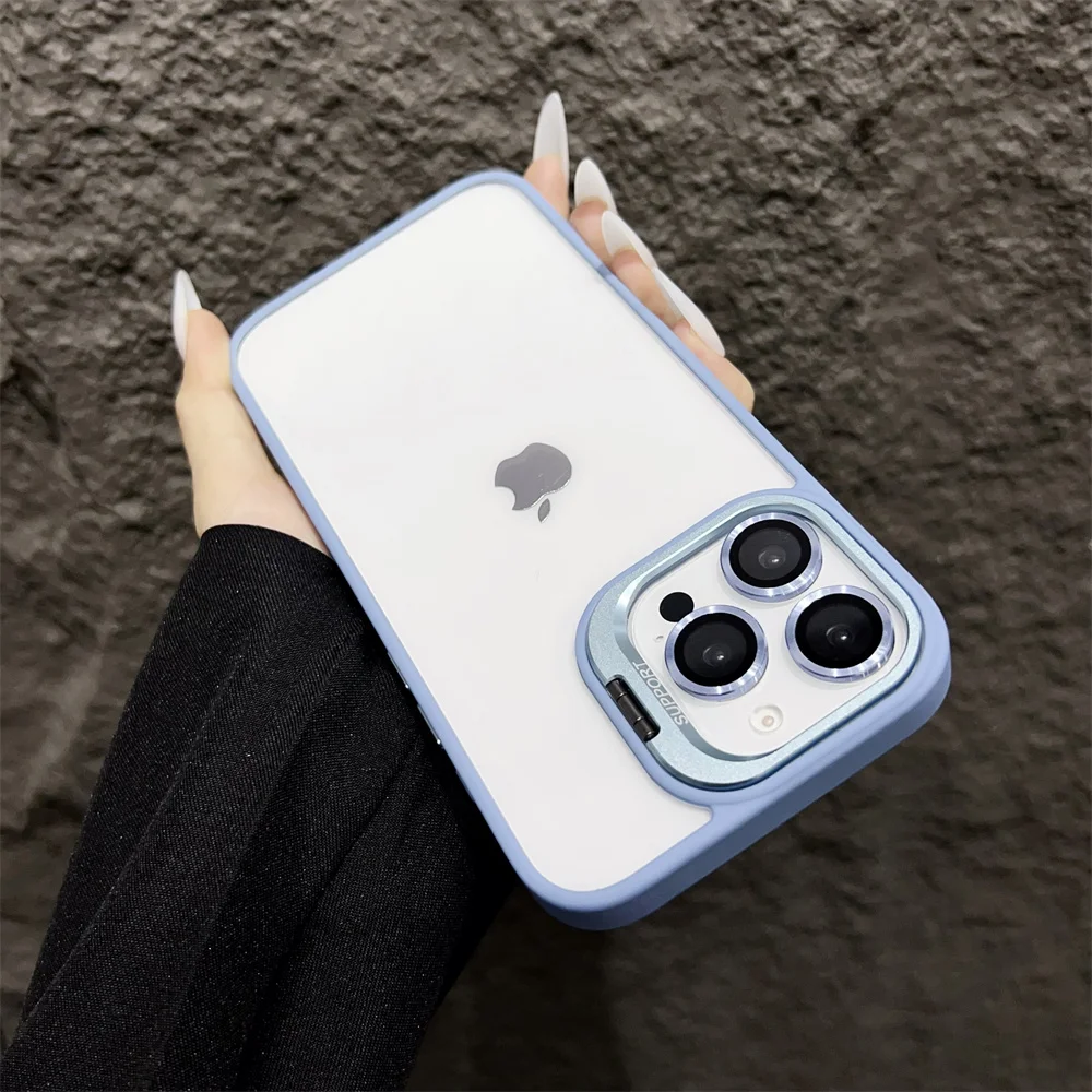 Capa Para Iphone (iphone 12 Pro Max, Azul) Com Proteção De Vidro Transparente Para A Câmera.
