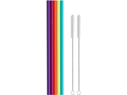 Pajitas De Silicona Largas 30 Cm Para Botellas De Agua Grandes 40 Oz/galon, Reutilizables, Bpa Free, Pack De 5 Con Cepillos