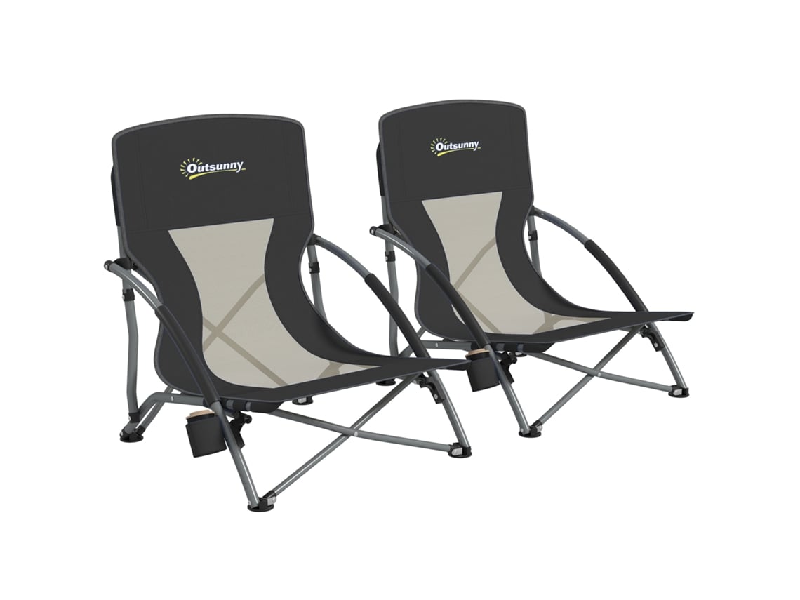 Conjunto de 2 Correntes de Praia Dobráveis com Suportes para Flocos de Neve, 58x55x62cm, Pretas PENGJIANG SHOP