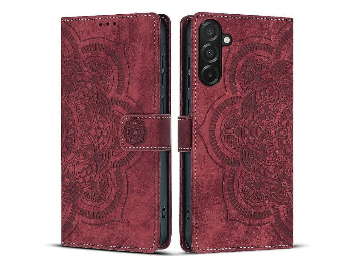 Capa De Celular De Couro Fosco Retrô Com Estampa De Mandala