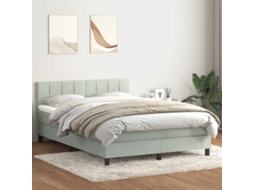 Vidaxl Cama Com Molas/colchão 160x210 Cm Veludo Cinzento-claro