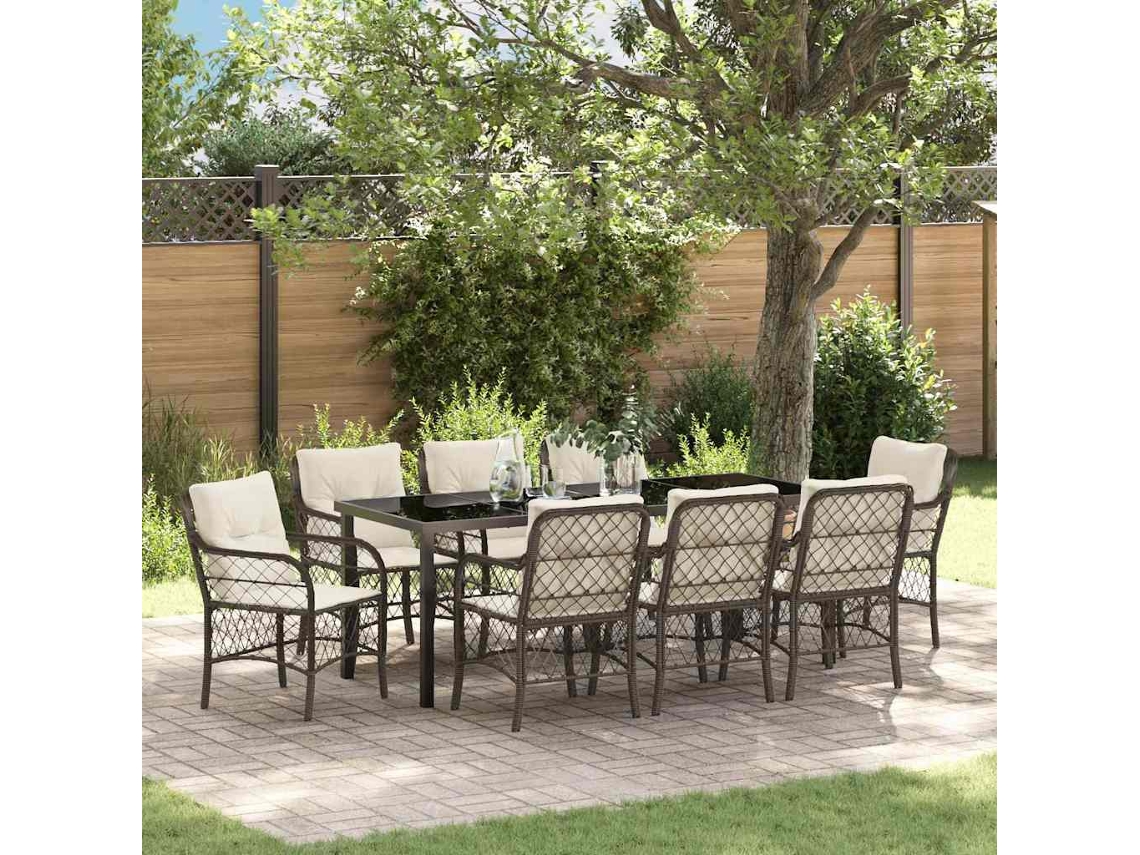 Vidaxl Conjunto De Jantar Para Jardim 9 Unid. Castanho Vime Pe