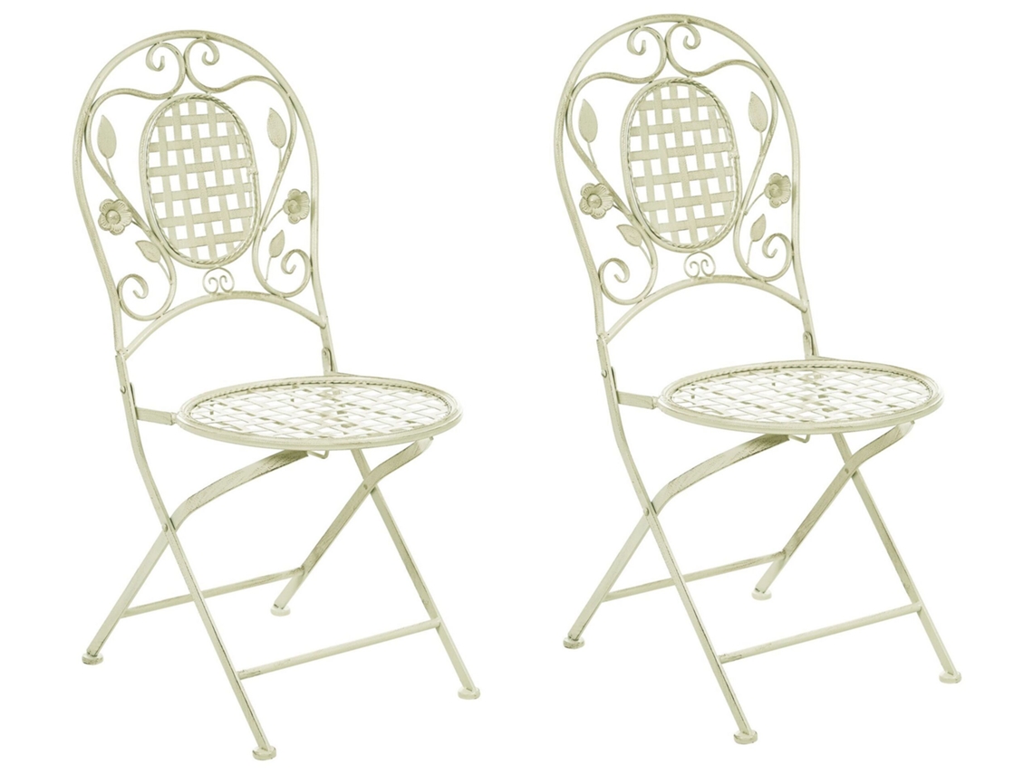 Conjunto De 2 Cadeiras De Jardim Beliani Bivio De Ferro Verde Claro 43x52x93