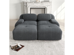 Sofá Modular De 2 Lugares - Com Chaise Longue, Antiderrapante, Ergonómico - Cinza