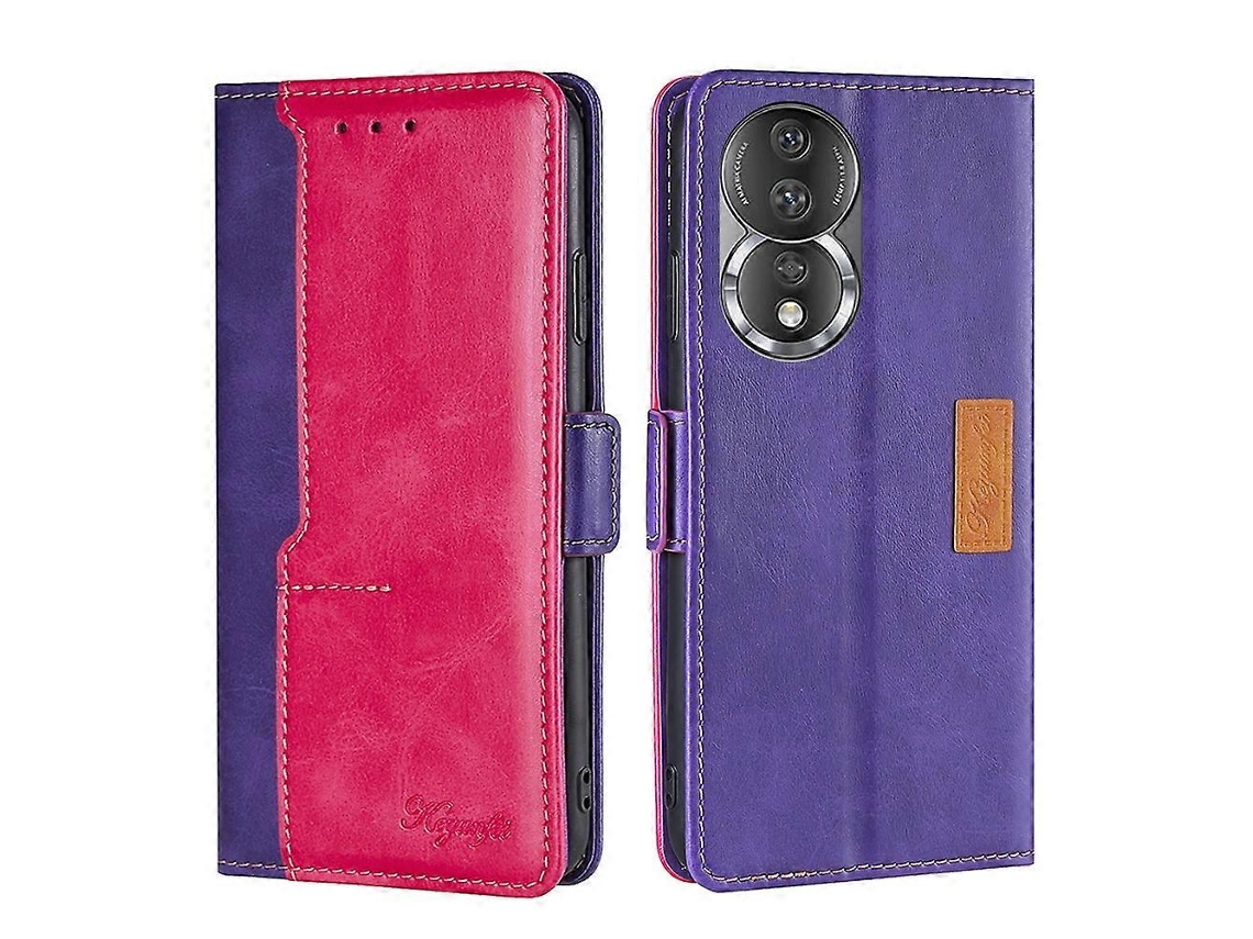 Capa De Couro Com Fivela Lateral Em Cores Contrastantes Para O Honor 80