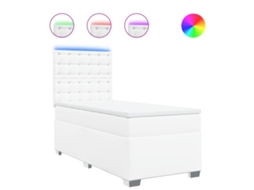Cama com Molas Couro Artificial Branco MAISON EXCLUSIVE 100x200 cm