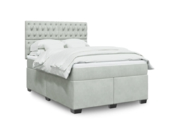 Vidaxl Cama Com Molas/colchão 140x200 Cm Veludo Cinzento-claro