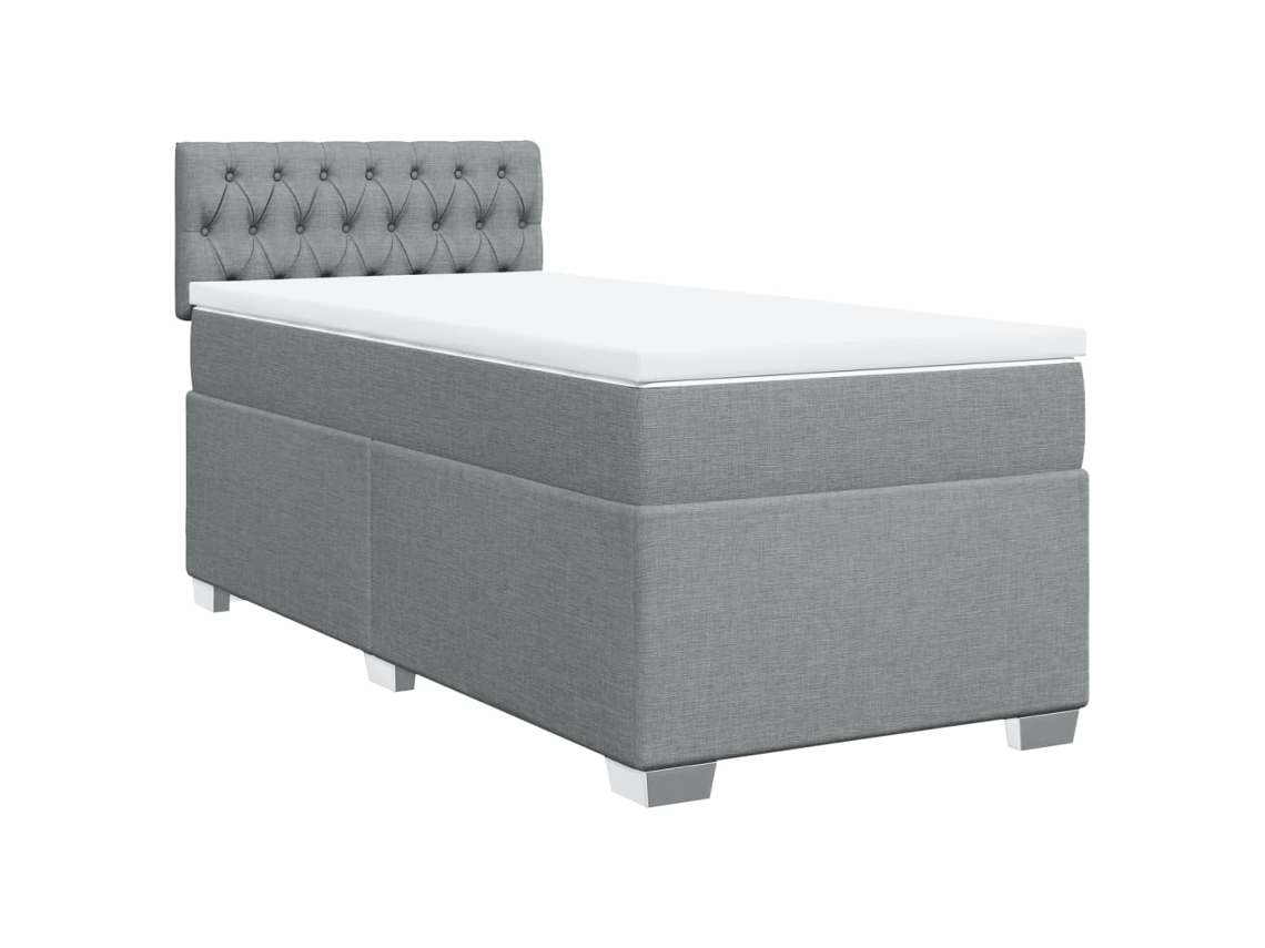 Cama com Molas e Colchão Tecido Cinzento Claro MAISON EXCLUSIVE (90x190 cm)