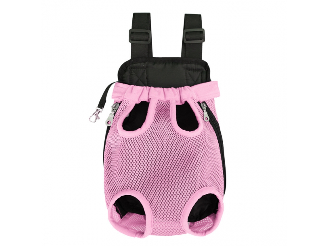 Mochila Rosa Pet Abertura Frontal Ajustável