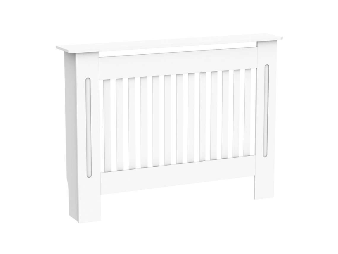 Painel para radiador em MDF com ripas 112x19x81cm branco para casa e escritório BTFORUS