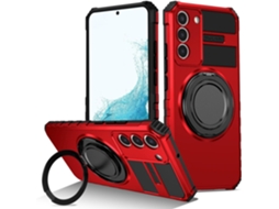 Capa Protetora Magnética Giratória 360° Para Samsung Galaxy S22, Suporte Para Celular, À Prova De Choque Vermelha