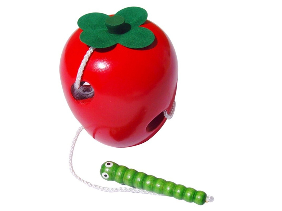 Primerox brinquedo de Passagem de Fio de Madeira com Maçã Educativo para Crianças Toddlers Meninas e Meninos