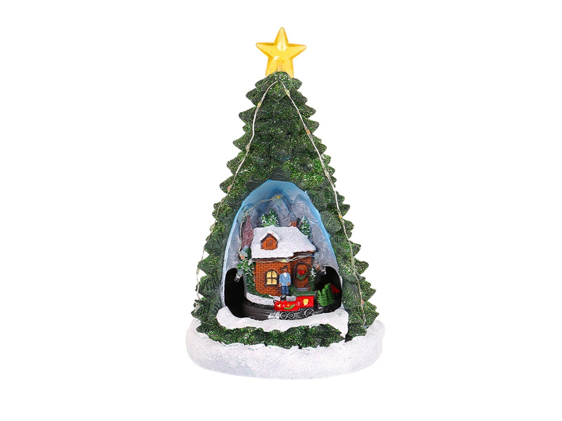 Caixa de Música com Luz Noturna e Mini Árvore de Natal