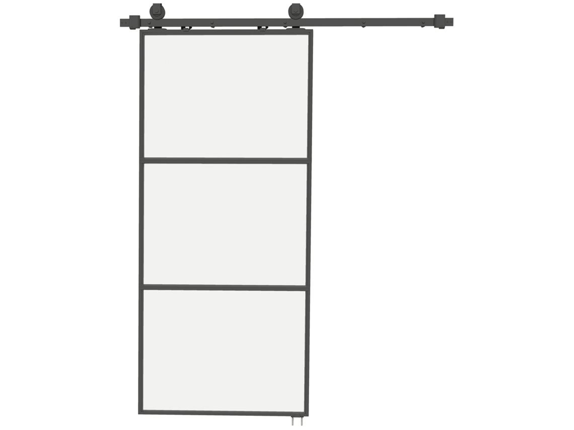 Porta de Correr BTFORUS de Vidro com Ferragens, Fecho Suave, 91.4x203.2cm, preto