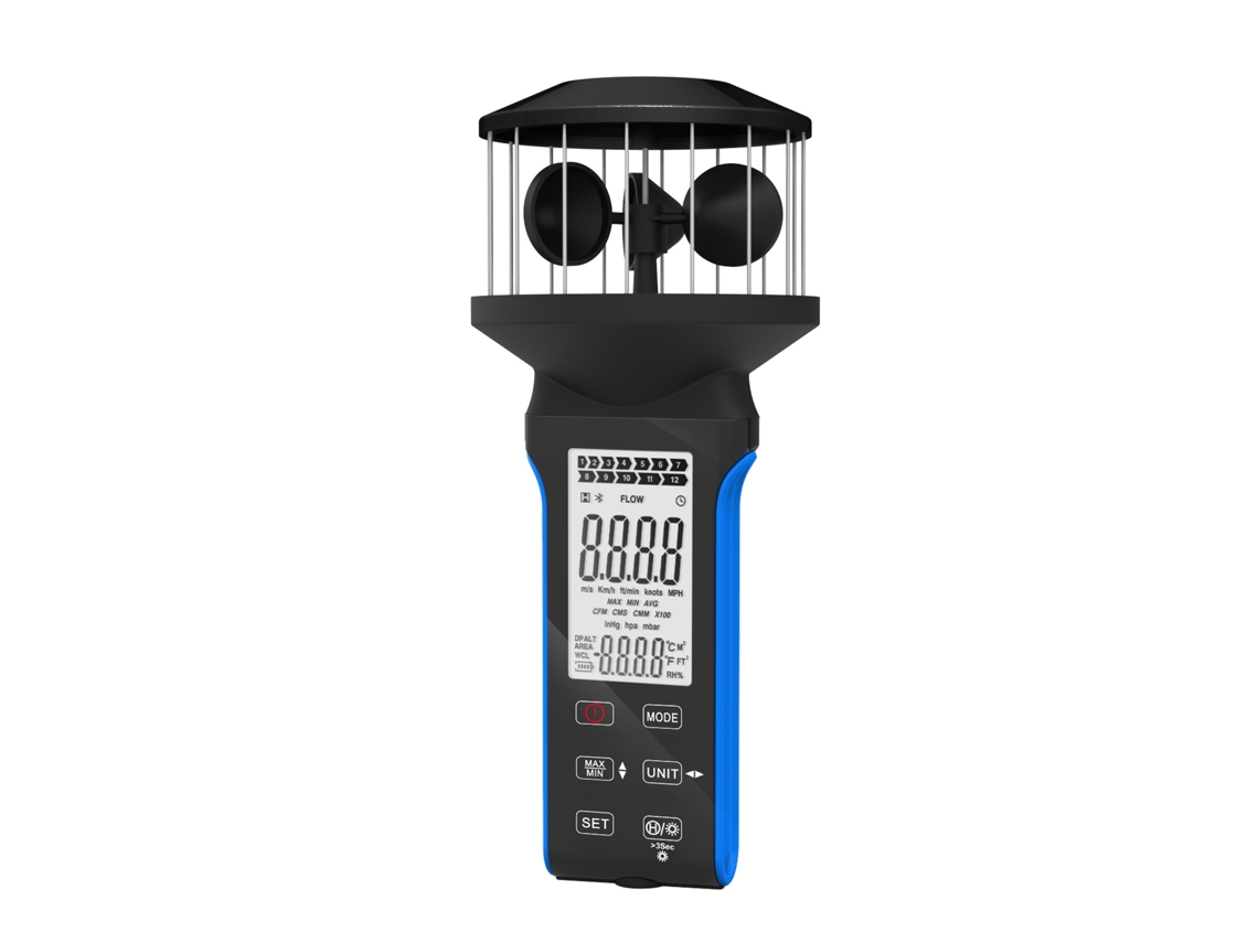 Anemômetro Digital Portátil Com Medição De 360° Em 4 Direções, Alta Precisão De ±5 E Exibição De Temperatura, Suportando Valores Máximos/médios Zeuxo