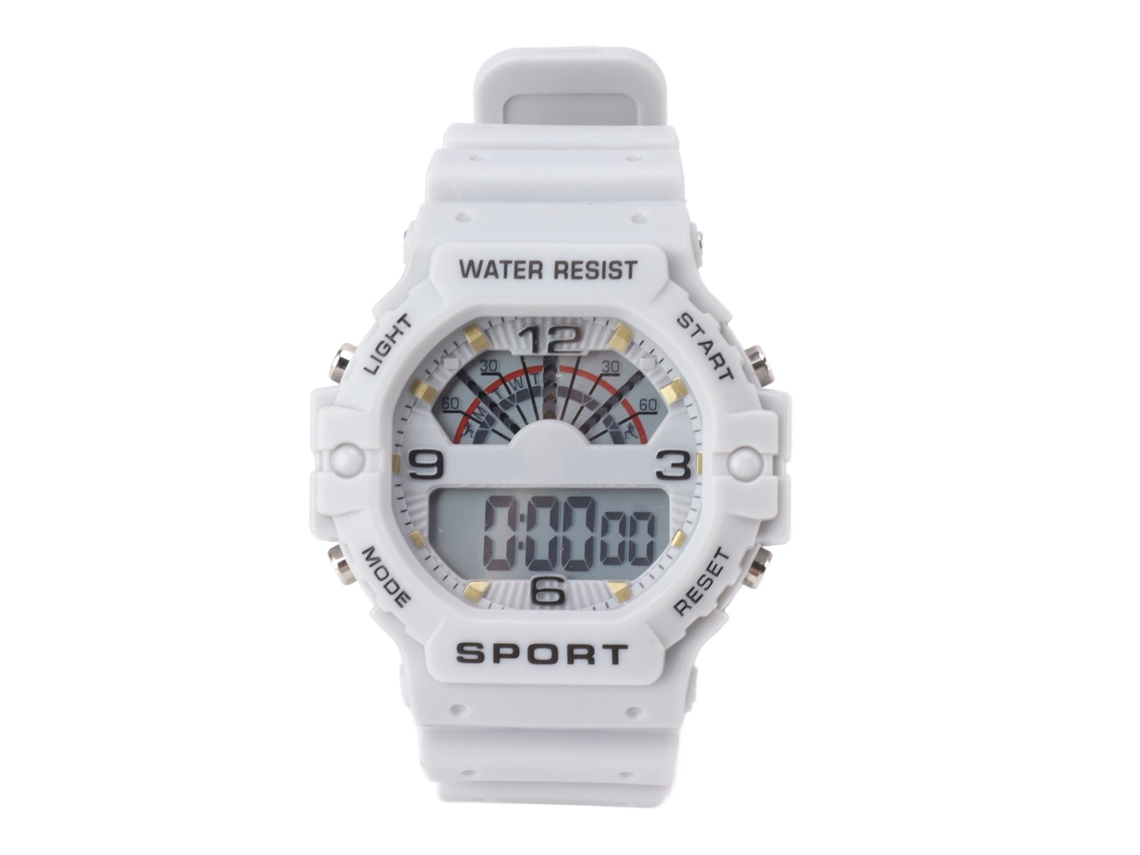 Relógio Digital Masculino Esportivo Cronógrafo Pulseira De Borracha Resistente À Água Wr50m Cinza Clássico