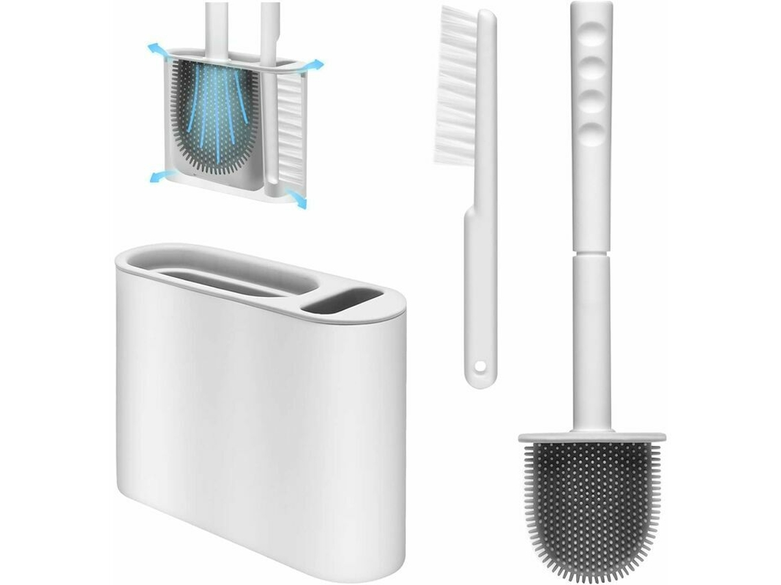 Escova Sanitária de Silicone, Eweima, Antibacteriana de Secagem Rápida, com Cabo Longo, para Parede / Chão, Cinza AQUAFORGE