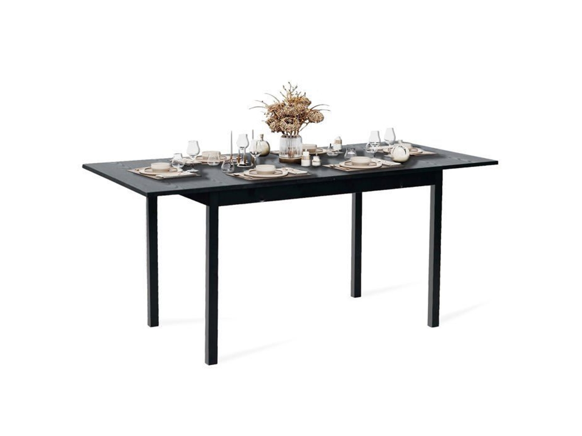 Mesa De Jantar Extensível Industrial Para 4 A 6 Pessoas Em Madeira Mdf Preta Bari Meubles Cosy