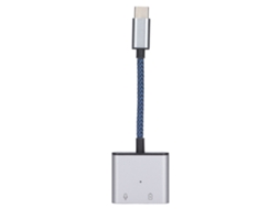 Adaptador de Áudio 2 em 1 Type C com Jack Aux e Carga Rápida Usb C Pd 60w
