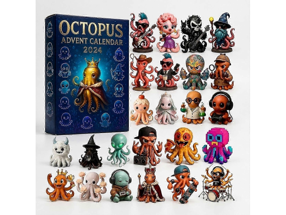 Calendário Do Advento De Polvo 3d Pvc, Decoração Pendente Natal, Azul, 12 Polegadas, 1 Peça