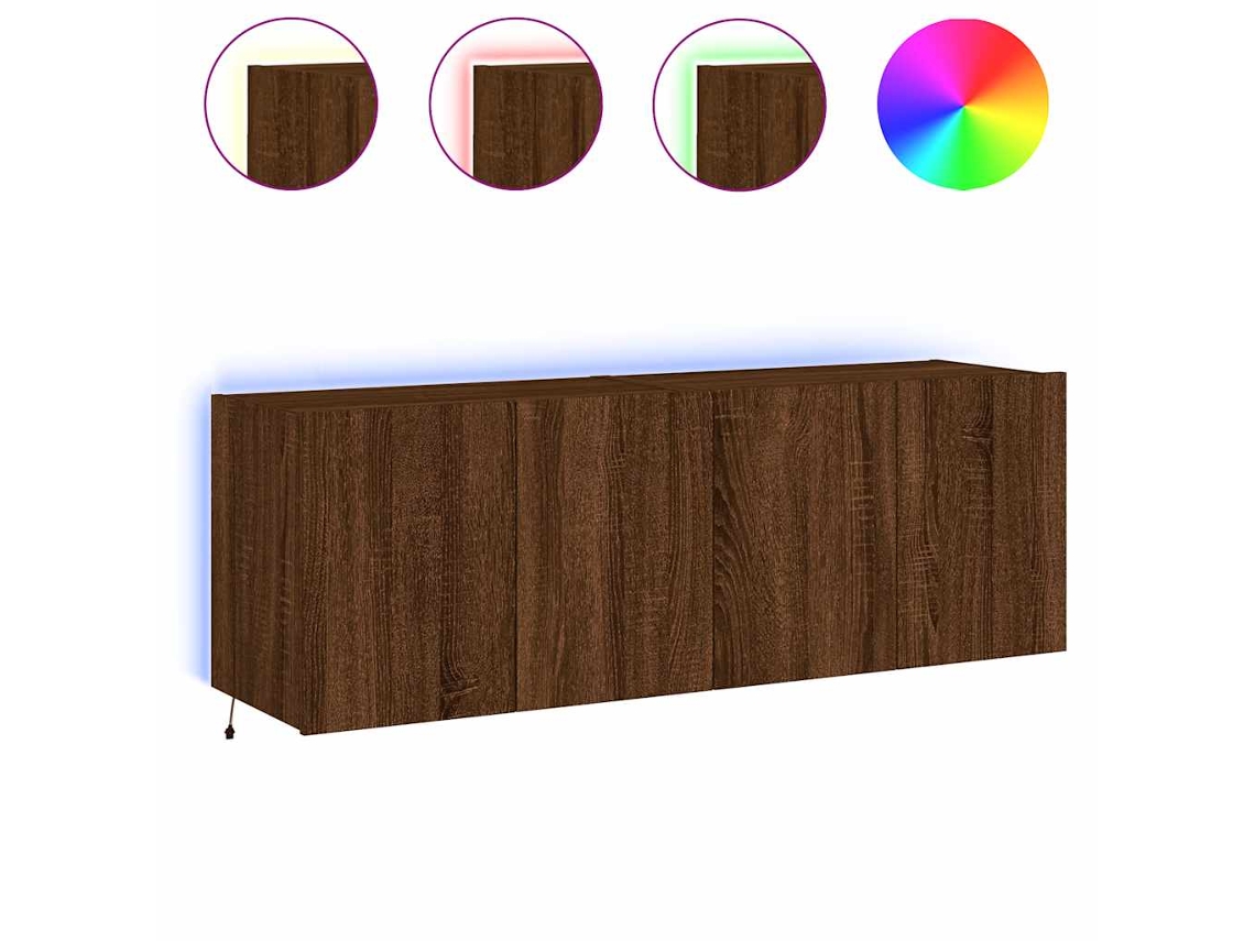 Conjunto de Móveis de Parede para Tv com Luzes Led 2 Pcs Carvalho Castanho MAISON EXCLUSIVE