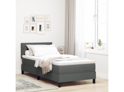 Cama Box Spring Com Colchão Led Cinza Escuro 100x200 Cm Tecido