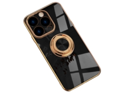 Suporte Casa Galvanizado Quedas Para Iphone 14 Pro Pele Sintética Preto
