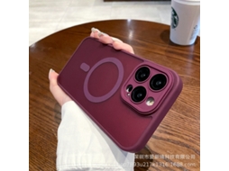 Capa Para Iphone 17 Pro Max Na Cor Ameixa Com Película Protetora De Lente Magnética E Toque Suave.