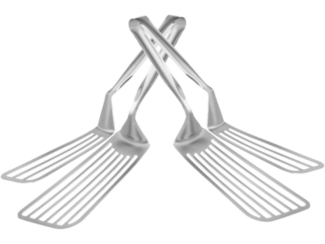 Pinça Para Peixe Amosfun De Aço Inoxidável 2 Peças, Espátula Multifuncional Resistente A Altas Temperaturas Para Virar