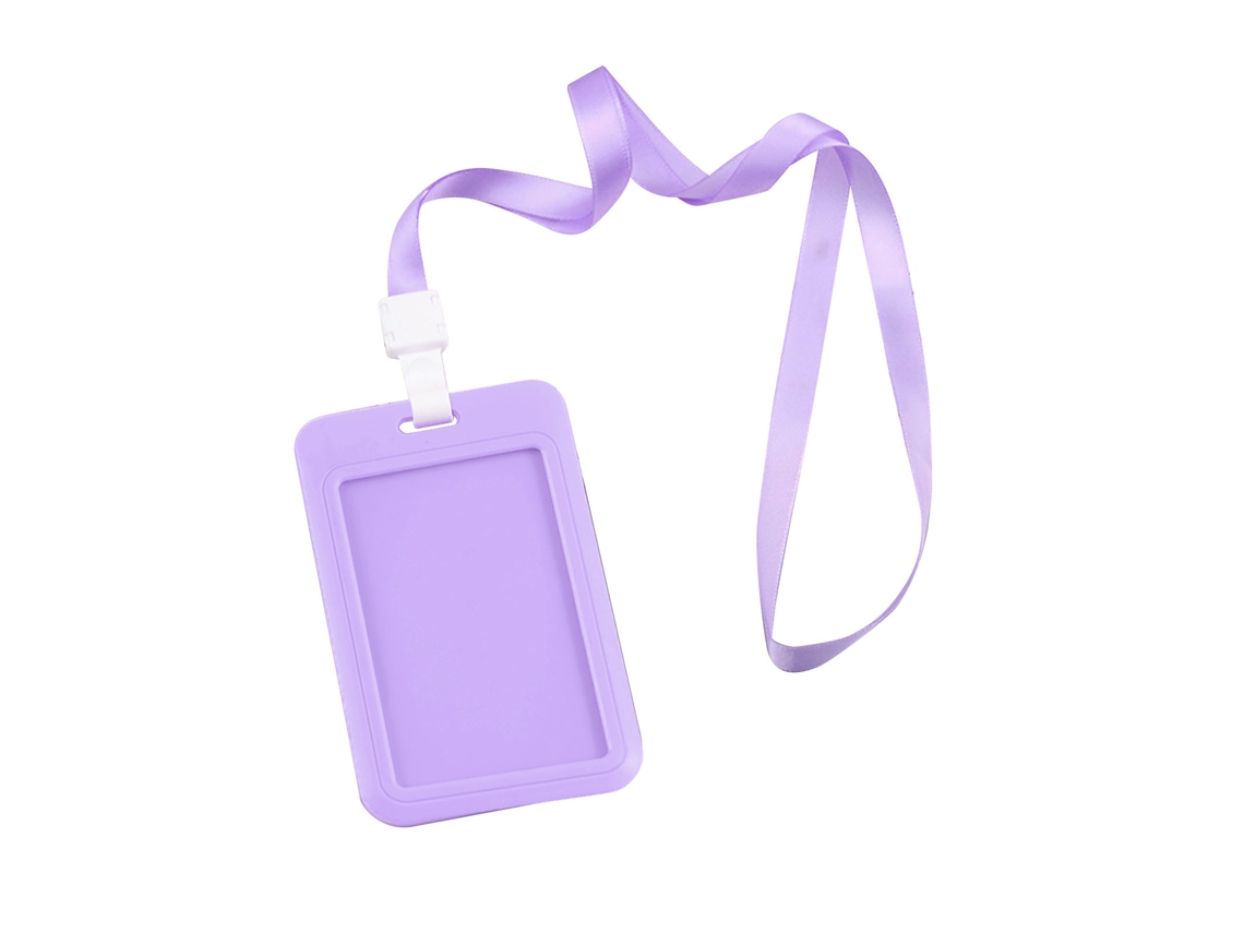 Portafoto Tarjeta Badge Holder Plástico Abs Resistente Com Cordão Lanyard Roxo Para Empresa Escola