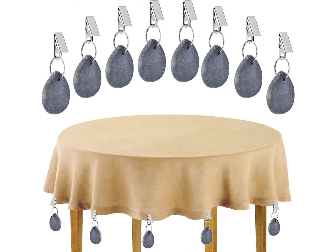8 Pesas de Mantel de Mármol Natural com Clips, Abrazadeiras de Mantel Exteriores Fortes e Duráveis para Piqueniques e Festivais