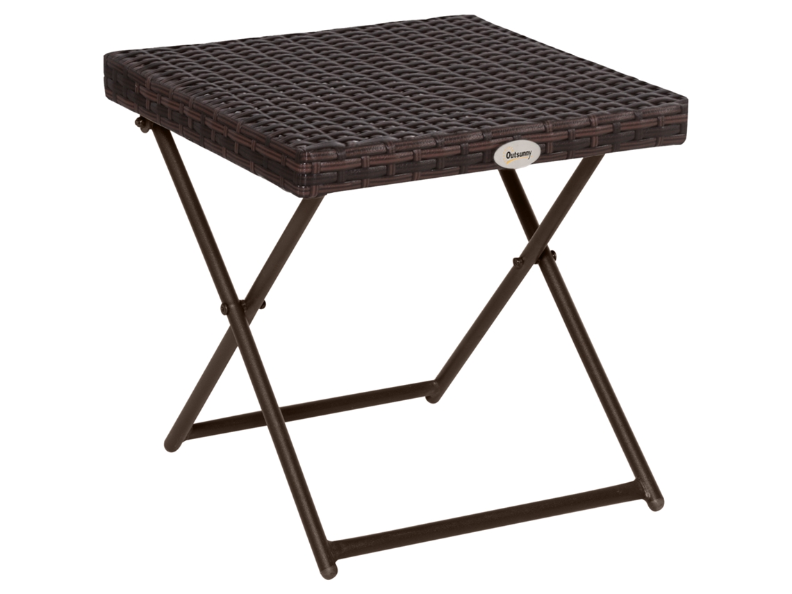 Mesa Dobrável Vime Pe Aço 40x40x40cm Marrom
