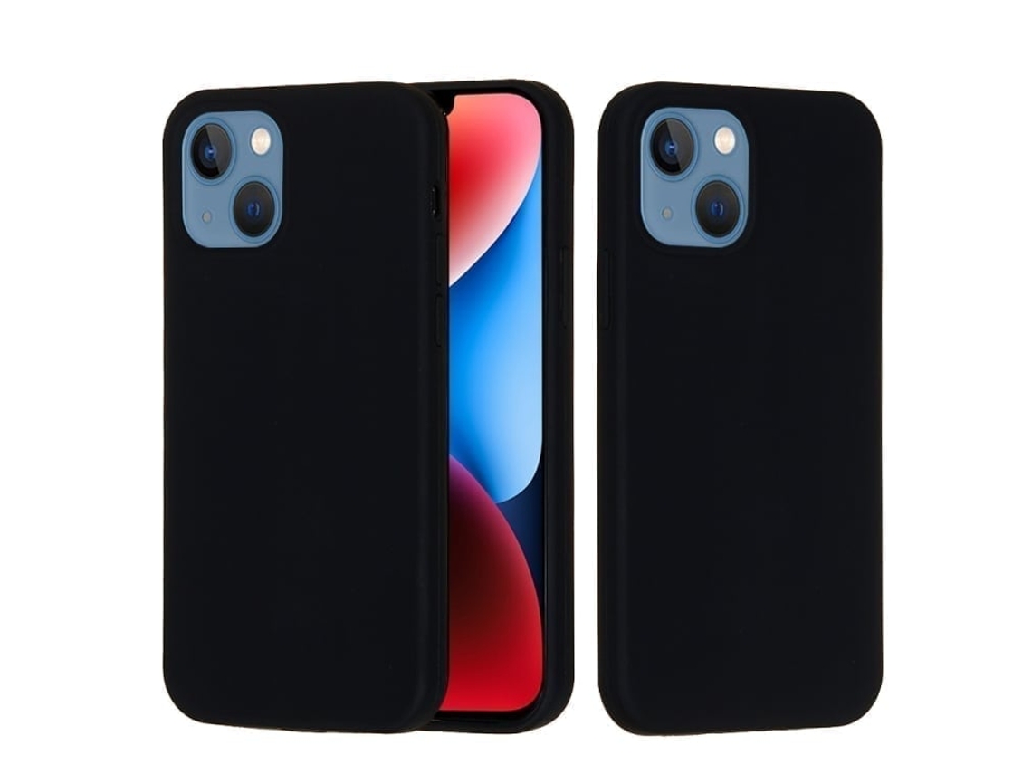 Capa De Silicone Para Iphone 15 - Cor Sólida, Proteção Fina E Antiaderente - Preta