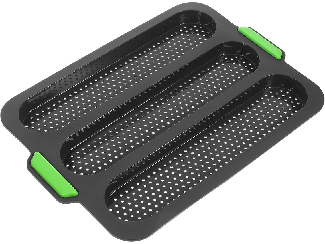 Forma De Pão Francês Com Alça De Silicone E 3 Compartimentos