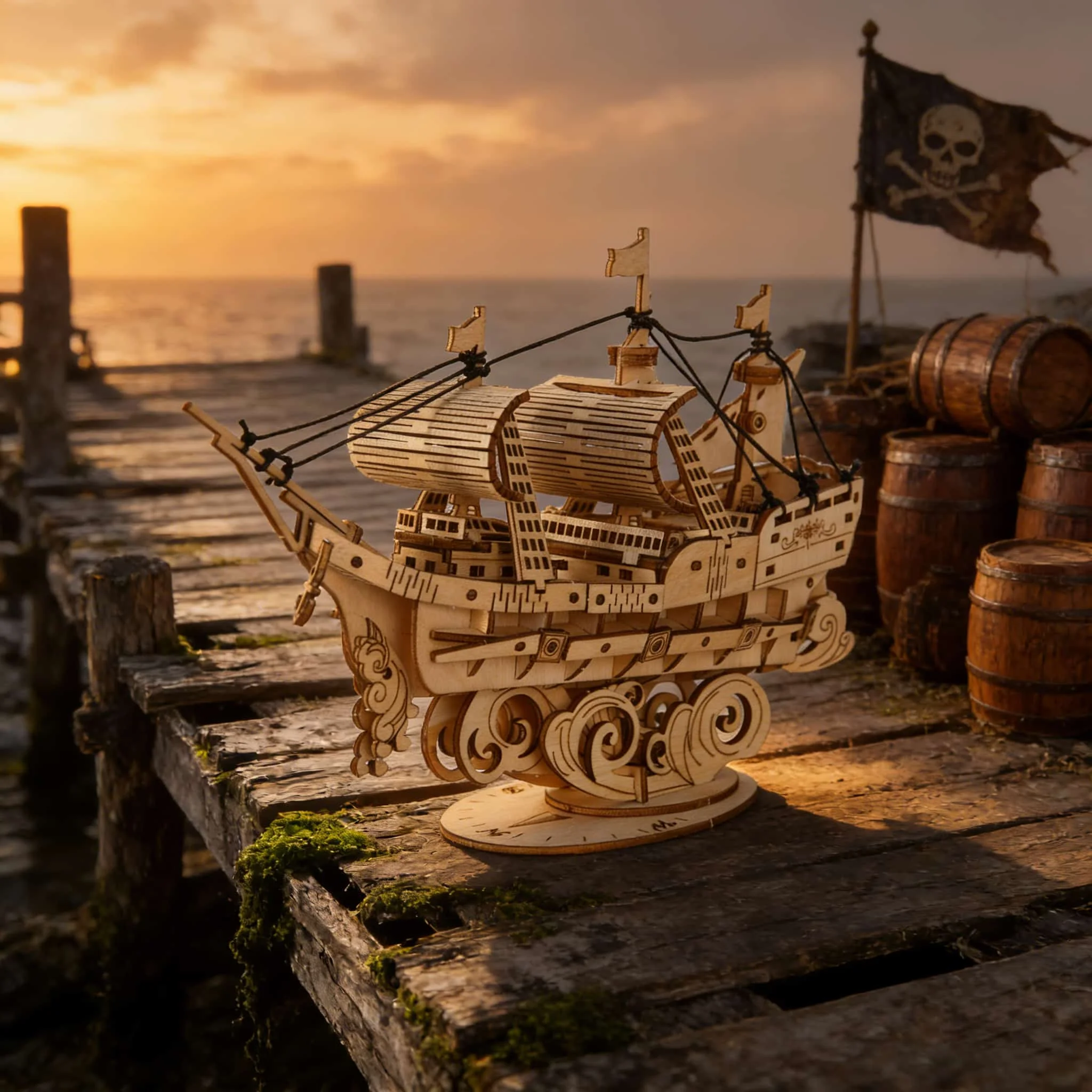 Quebra cabeça 3d de Madeira Representando um Veleiro Oceânico, o Presente Perfeito para as Festas de Fim de Ano. MDUG