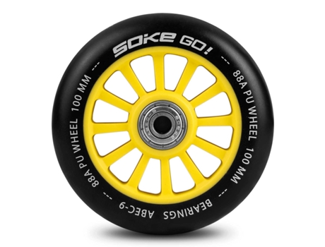 Rodas De Trotinete 100 Mm Amarelas 2 Peças Soke